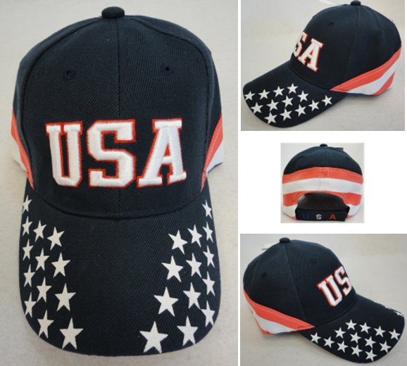USA BALL CAP [Stars on Bill/Stripes Around]